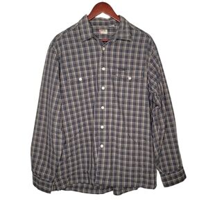 LEVIs Red Tab Blue and Tan Plaid long sleeve button down Mens size Large